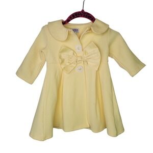 Blueberi Boulevard Baby Girls Yellow Textured Bow Easter Jacket Coat 18M